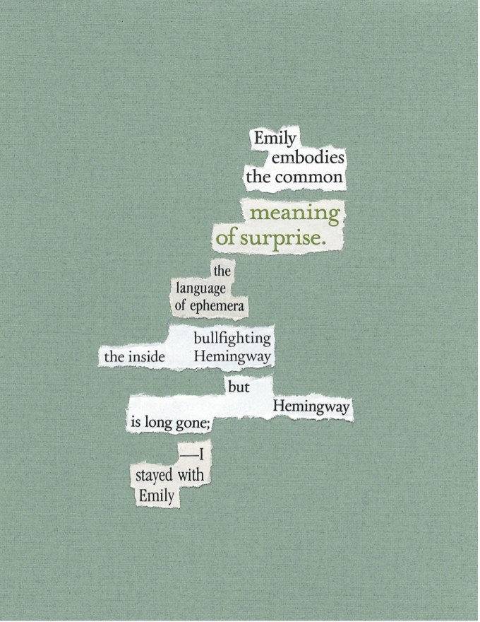 Emily embodies the common meaning of surprise. the language of euphoria bullfighting the inside Hemingway but Hemingway is long gone; —I stayed with Emily