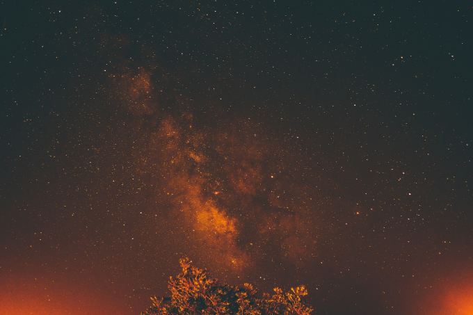 Sepia-toned night sky with Milky Way