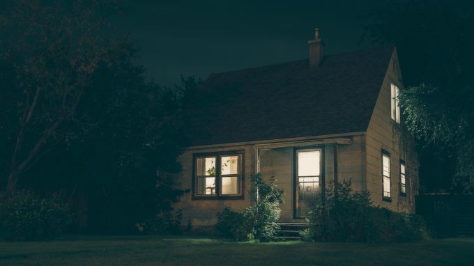 A house at night.