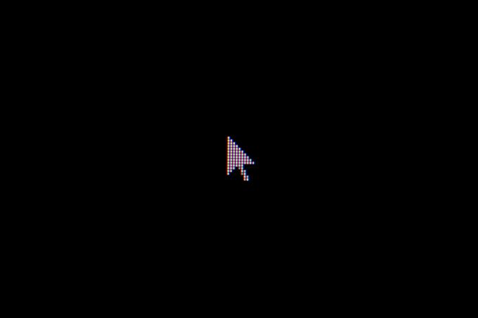 White arrow on a black screen.